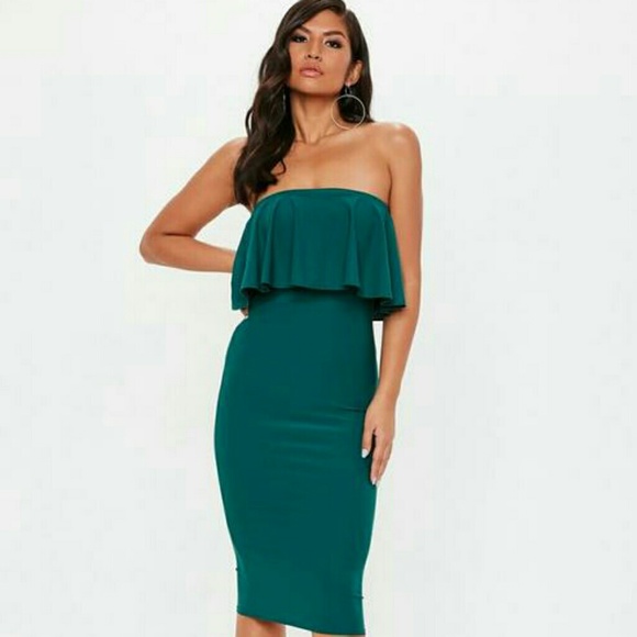 Missguided Dresses & Skirts - 💕😍 BODYCON FRILL MIDI DRESS - HUNTER GREEN😍💕